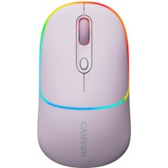 CANYON MW-22, 2 in 1 Wireless optical mouse with 4 buttons,Silent switch for right/<wbr>left keys,DPI 800/<wbr>1200/<wbr>1600, 2 mode(BT/ 2.4GHz), 650mAh Li-poly battery,RGB backlight,Pearl rose, cable length 0.8m, 110*62*34.2mm, 0.085kg