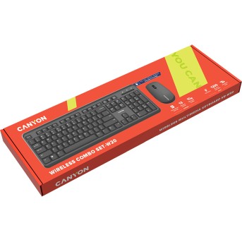 CANYON SET-W20, Wireless combo set,Wireless keyboard with Silent switches,105 keys,HU layout,optical 3D Wireless mice 100DPI black - Metoo (3)