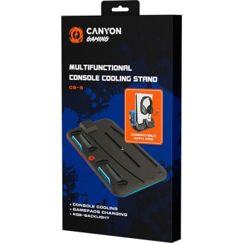 CANYON CS-5, PS5 Charger stand, with RGB light, 315*185*28mm, with 23CM+0.5cm cable, 475±10g, Black - Metoo (3)
