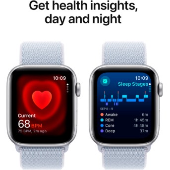Apple Watch SE 2024 GPS 44mm Silver Aluminium Case with Blue Cloud Sport Loop,Model A2723 - Metoo (9)