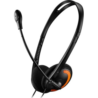 CANYON PC headset with microphone, volume control and adjustable headband, cable length 1.8m, Black/<wbr>Orange, 163*128*50mm, 0.069kg - Metoo (1)