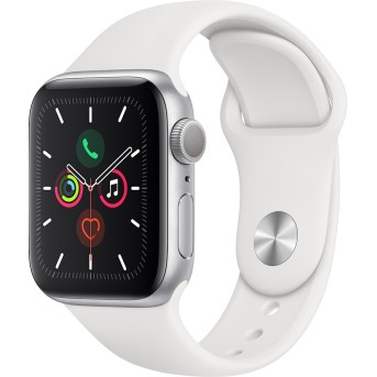 Apple Watch Series 5 GPS, 40mm Silver Aluminium Case with White Sport Band Model nr A2092 - Metoo (1)