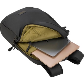 The Laser backpack for 15.6" laptops and 16" MacBooks, made from water-resistant resin-coated fabric obtained from recycled plastic, features a compact design and excellent pocket organization. в Metoo.kz - Metoo (5)