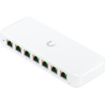 Ubiquiti USW-Ultra-210W-EU compact, Layer 2, 8-port GbE PoE switch with versatile mounting options, 7x GbE PoE+ output ports, GbE port with optional PoE++ input, 202W PoE availability with the included AC power adapter в Metoo.kz - Metoo (3)
