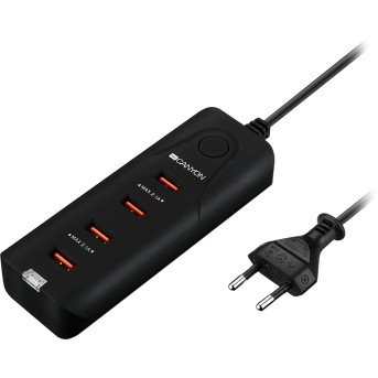 CANYON Universal 4xUSB AC charger (in wall) with over-voltage protection, Input 100V-240V, Output 5V-4.2A, with Smart IC, Black rubber coating+ orange plastic part of USB, 127.7*50*24.5mm, 0.126kg - Metoo (3)
