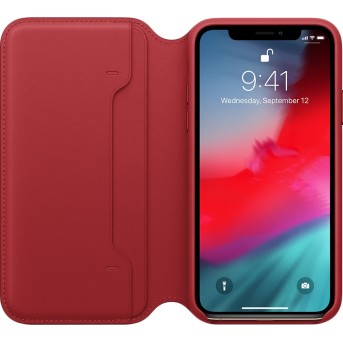 iPhone XS Leather Folio - (PRODUCT)RED, Model - Metoo (3)