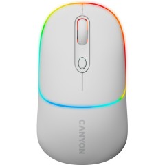 CANYON MW-22, 2 in 1 Wireless optical mouse with 4 buttons,Silent switch for right/<wbr>left keys,DPI 800/<wbr>1200/<wbr>1600, 2 mode(BT/ 2.4GHz), 650mAh Li-poly battery,RGB backlight,Snow white, cable length 0.8m, 110*62*34.2mm, 0.085kg