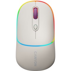 CANYON MW-22, 2 in 1 Wireless optical mouse with 4 buttons,Silent switch for right/<wbr>left keys,DPI 800/<wbr>1200/<wbr>1600, 2 mode(BT/ 2.4GHz), 650mAh Li-poly battery,RGB backlight,Rice, cable length 0.8m, 110*62*34.2mm, 0.085kg