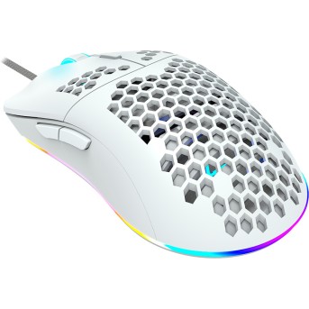 CANYON,Gaming Mouse with 7 programmable buttons, Pixart 3519 optical sensor, 4 levels of DPI and up to 4200, 5 million times key life, 1.65m Ultraweave cable, UPE feet and colorful RGB lights, White, size:128.5x67x37.5mm, 105g - Metoo (4)
