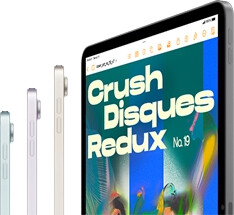 Side view of three iPad Air models, a fourth iPad Air model is showing Pages in Collaboration mode