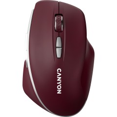 CANYON MW-21, 2.4 GHz Wireless mouse ,with 7 buttons, DPI 800/<wbr>1200/<wbr>1600, Battery: AAA*2pcs,Burgundy Red,72*117*41mm, 0.075kg