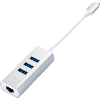 SATECHI Type-C 2-in-1 USB 3.0 Aluminum 3 Port Hub and Ethernet Port Silver - Metoo (3)