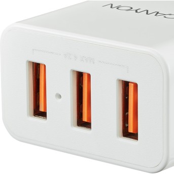 CANYON Universal 3xUSB AC charger (in wall) with over-voltage protection, Input 100V-240V, Output 5V-4.2A, with Smart IC, white glossy color+ orange plastic part of USB, 89*46.3*27.2mm, 0.063kg - Metoo (2)
