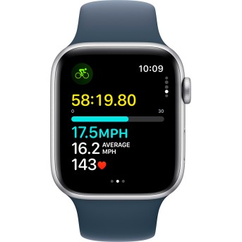 Apple Watch SE GPS 44mm Silver Aluminium Case with Storm Blue Sport Band - M/<wbr>L,Model A2723 - Metoo (6)