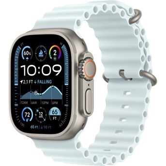 49mm Ice Blue Ocean Band - Natural Titanium Finish - Metoo (2)