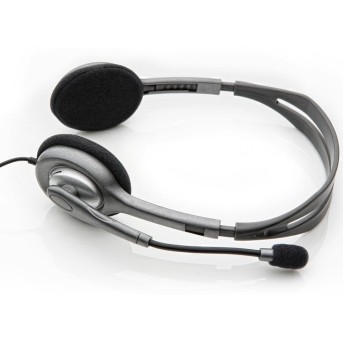 LOGITECH H110 Corded Stereo Headset - GRAY/<wbr>SILVER - Dual Plug - Metoo (2)
