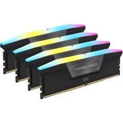 Corsair DDR5, 6400MT/<wbr>s 64GB 4x16GB DIMM, Unbuffered, 32-40-40-84, Std PMIC, XMP 3.0, VENGEANCE RGB DDR5 Black Heatspreader, 1.4V, EAN:0840006665434