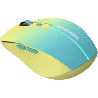 CANYON MW-44, 2 in 1 Wireless optical mouse with 8 buttons, DPI 800/<wbr>1200/<wbr>1600, 2 mode(BT/ 2.4GHz), 500mAh Lithium battery,7 single color LED light , Yellow-Blue(Gradient), cable length 0.8m, 102*64*35mm, 0.075kg - Metoo (3)