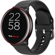 Smart watch, 1.22inches IPS full touch screen, aluminium+plastic body,IP68 waterproof, multi-sport mode with swimming mode, compatibility with iOS and android,black-red body with extra black leather belt, Host: 41.5x11.6mm, Strap: 240x20mm, 20.8g