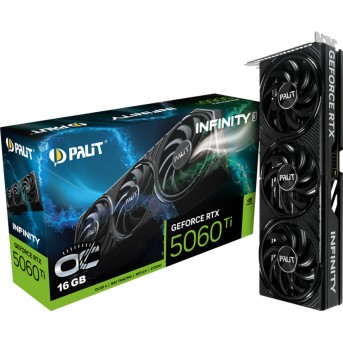 PALIT GeForce RTX 5060 Ti Infinity 3 OC 16GB GDDR7 128 bit, 1x HDMI 2.1b, 3x DP 2.1b, 3 Fan, 1x 8-pin pwr connector, 600W, 291.9 x 116.6 x 41.3 mm, NE7506TS19T1-GB2061S - Metoo (1)
