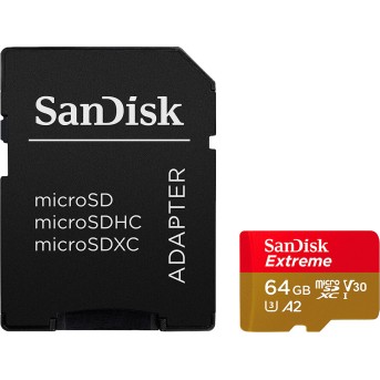 SanDisk Extreme microSDXC 64GB + SD Adapter + 1 year RescuePRO Deluxe up to 170MB/<wbr>s & 80MB/<wbr>s Read/<wbr>Write speeds A2 C10 V30 UHS-I U3 - Metoo (1)
