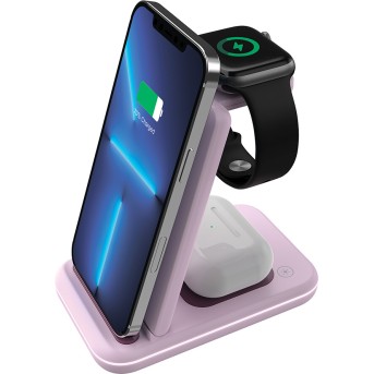 CANYON wireless charger WS-304 15W 3in1 Iced Pink в Metoo.kz - Metoo (1)