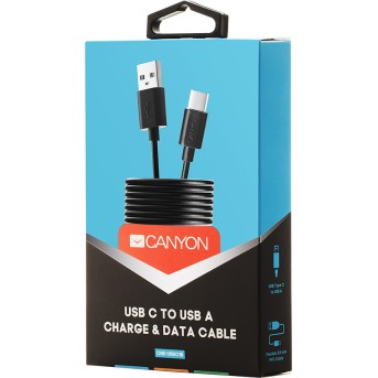 CANYON UC-1 Type C USB Standard cable, cable length 1m, Black, 15*8.2*1000mm, 0.018kg - Metoo (2)