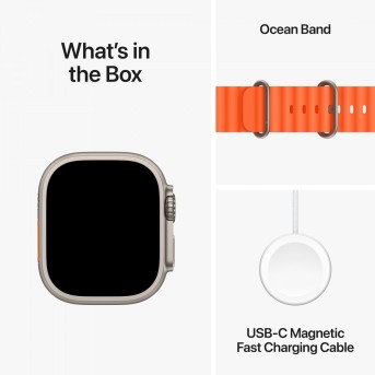 Apple Watch Ultra 2 GPS + Cellular, 49mm Titanium Case with Orange Ocean Band,Model A2986 - Metoo (16)