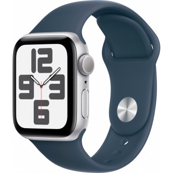 Apple Watch SE GPS 40mm Silver Aluminium Case with Storm Blue Sport Band - M/<wbr>L,Model A2722 - Metoo (7)
