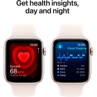 Apple Watch SE 2024 GPS 40mm Starlight Aluminium Case with Starlight Sport Band - S/<wbr>M,Model A2722 - Metoo (9)