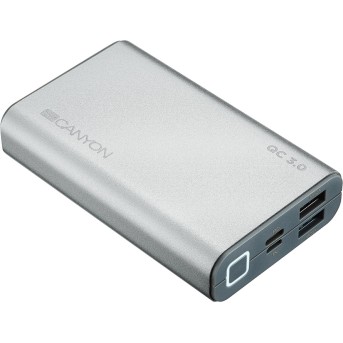 Power bank 10000mAh, quick charge QC3.0, bulit in Lithium Polymer Battery, Silver. Micro Input: 5V/<wbr>2A, 9V/<wbr>2A, PD Input/<wbr>Output: 5V/<wbr>2A, 9V/<wbr>2A, Output1: 5V/<wbr>2A, Output2: 18W (QC3.0). - Metoo (3)