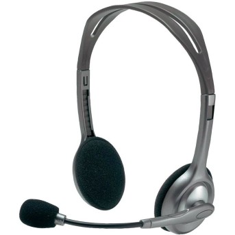 LOGITECH H110 Corded Stereo Headset - GRAY/<wbr>SILVER - Dual Plug - Metoo (1)