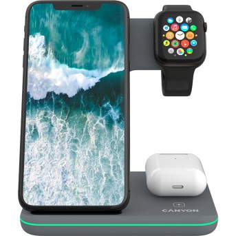 CANYON wireless charger WS-303 15W 3in1 Gray в Metoo.kz - Metoo (4)