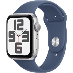 Apple Watch SE 2024 GPS 44mm Silver Aluminium Case with Denim Sport Band - M/<wbr>L,Model A2723