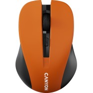 CNE-CMSW1O CANYON мышь, цвет - оранжевый, беспроводная 2.4 Гц, DPI 800/1000/1200 DPI, 3 кнопки и колесо прокрутки, прорезиненное покрытие