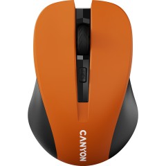 CNE-CMSW1O CANYON мышь, цвет - оранжевый, беспроводная 2.4 Гц, DPI 800/<wbr>1000/<wbr>1200 DPI, 3 кнопки и колесо прокрутки, прорезиненное покрытие