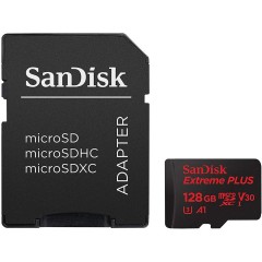 SanDisk Extreme Plus microSDXC 128GB + SD Adapter + Rescue Pro Deluxe 170MB/<wbr>s A2 C10 V30 UHS-I U3; EAN: 619659169510