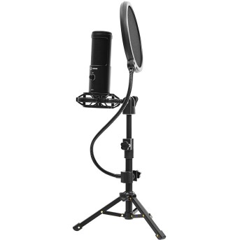 LORGAR Gaming Microphones, Black, USB condenser microphone with tripod stand, pop filter, including 1 microphone, 1 Height metal tripod, 1 plastic shock mount, 1 windscreen cap, 1,2m metel type-C USB cable, 1 pop filter, 154.6x56.1mm - Metoo (1)