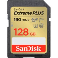SanDisk Extreme PLUS 128GB SDXC Memory Card + 2 years RescuePRO Deluxe up to 190MB/s & 90MB/s Read/Write speeds, UHS-I, Class 10, U3, V30
