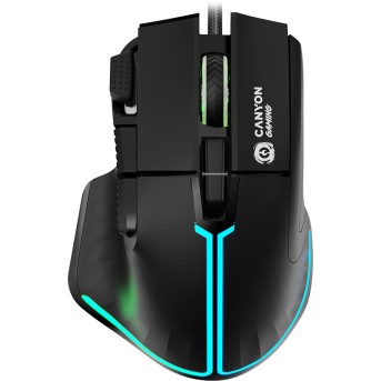 CANYON Fortnax GM-636, 9keys Gaming wired mouse,Sunplus 6662, DPI up to 20000, Huano 5million switch, RGB lighting effects, 1.65M braided cable, ABS material. size: 113*83*45mm, weight: 102g, Black - Metoo (1)