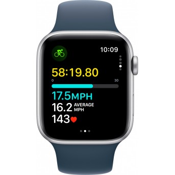 Apple Watch SE GPS 44mm Silver Aluminium Case with Storm Blue Sport Band - S/<wbr>M,Model A2723 - Metoo (12)