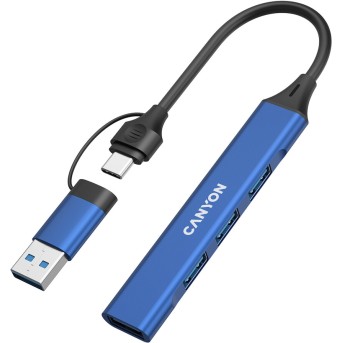 CANYON hub DS-02 4in1 USB-A/C Blue в Metoo.kz - Metoo (2)