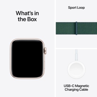 Apple Watch SE 2024 GPS 40mm Starlight Aluminium Case with Lake Green Sport Loop,Model A2722 - Metoo (11)