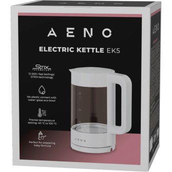 AENO EK5 Electric Kettle, 1.7L, Temp Control 40-100°C, Strix, White в Metoo.kz - Metoo (9)