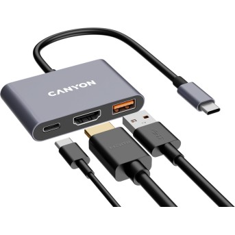 CANYON hub DS-4 3in1 USB-C Grey в Metoo.kz - Metoo (5)