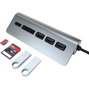 SATECHI Type-C Aluminum USB 3.0 Hub & Card Reader Space Gray - Metoo (4)