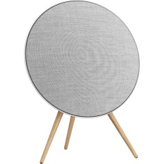 Beosound A9 5th Gen Speaker Natural Alu (Back Grey Mist/<wbr>Cover Kvadrat Light Grey/<wbr>Legs Oak)