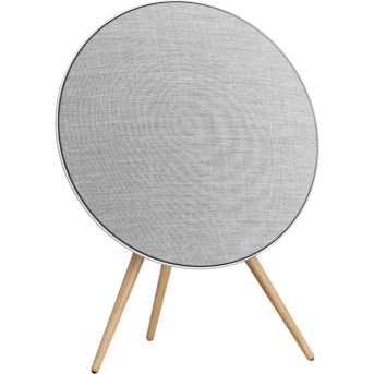 Beosound A9 5th Gen Speaker Natural Alu (Back Grey Mist/<wbr>Cover Kvadrat Light Grey/<wbr>Legs Oak) - Metoo (1)
