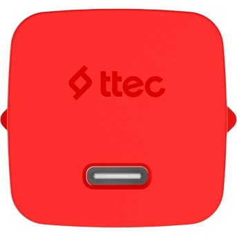 ttec SmartCharger GAN 20W PD Travel Fast Charger + USB-C - Lightning Cable 120cm, Neon Red в Metoo.kz - Metoo (2)