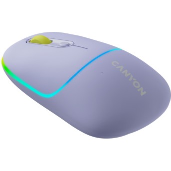 CANYON MW-22, 2 in 1 Wireless optical mouse with 4 buttons,Silent switch for right/<wbr>left keys,DPI 800/<wbr>1200/<wbr>1600, 2 mode(BT/ 2.4GHz), 650mAh Li-poly battery,RGB backlight,Mountain lavender, cable length 0.8m, 110*62*34.2mm, 0.085kg - Metoo (2)